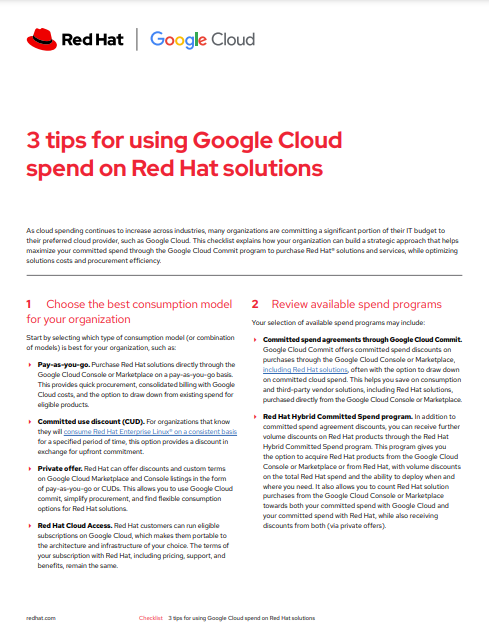 3 tips for using Google Cloud spend on Red Hat solutions